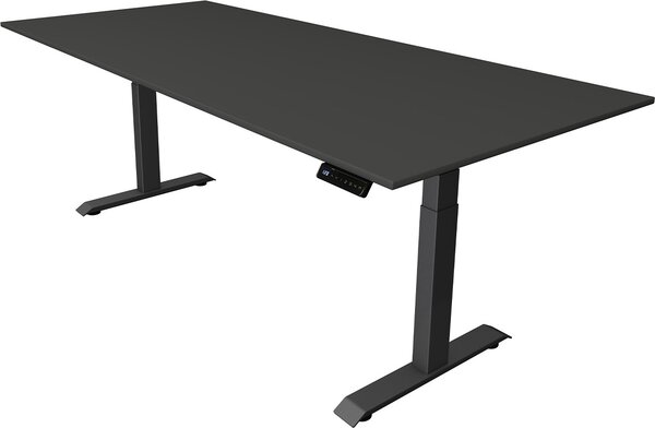 Scrivania Kerkmann Move 4 regolabile in altezza elettricamente, antracite, rettangolare, con base a T grigia, 225,0 x 100,0 cm