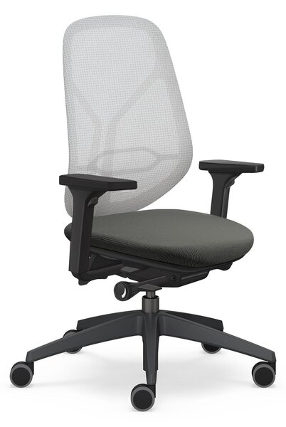 Sedus se:kit pro Sedia da ufficio con meccanismo sincronizzato, regolazione individuale del peso, supporto lombare e schienale rivestito in tessuto a membrana in grigio chiaro/antracite