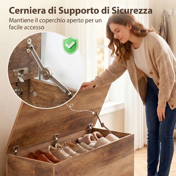 HOMCOM Panca Contenitore Multiuso Legno per Camera Ingresso Bianco 100x40x40cm | Aosom Italy