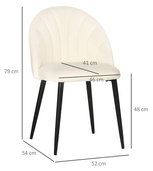 HOMCOM Set 2 Sedie per Soggiorno e Sala da Pranzo in Velluto con Gambe in Metallo, Sedie da Cucina, 52x54x79 cm, Beige | Aosom Italy