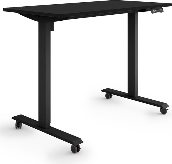 ESMART Germany ETX-121BB 120 x 60 cm Nero Scrivania ergonomica in piedi/seduta su ruote Regolabile elettricamente in altezza in modo continuo 78,5 - 128,5 cm 3x memoria Porta di ricarica USB Promemoria attività