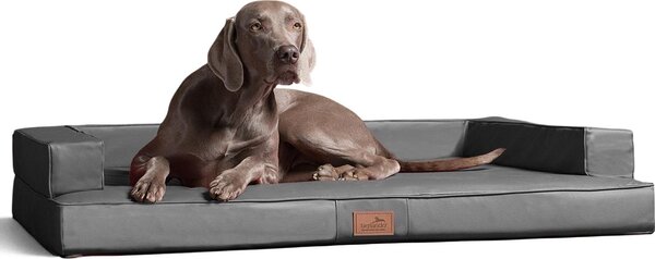 Tierlando® Divano ortopedico per cani GIBSON VISCO in Pelle finta forma cubica - dimensioni: 80x60cm | colore: 06 grigio