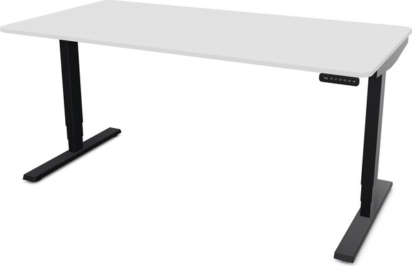 ASSMANN Scrivania elettrica regolabile in altezza Y-Line Curved Bianca Nera, 180x80cm, funzione memoria, doppio motore