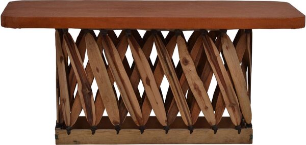 MiaMöbel Tavolino da salotto Equipales - Tavolino da divano in legno massello (cedro) e pelle di maiale - LxPxA: 54x120x60 cm