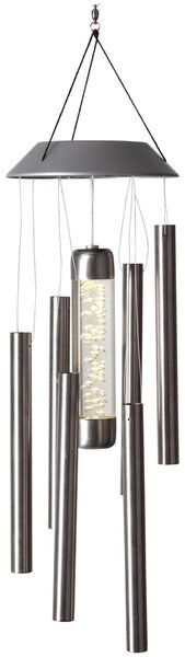 Campanello solare a LED, acciaio inox, 1 LED bianco caldo, 35 cm