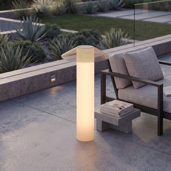Lampada LED per terrazza Lucande ZAMIRAS, 110 cm, argento, IP65 Zamiras, Alluminio / Grigio / Zincato, Alluminio, Design
