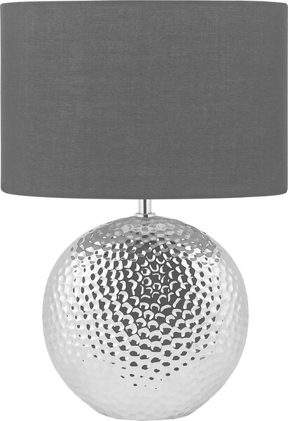 BELIANI Lampada da tavolo in Vetroceramica argento 51 cm paralume in tessuto nero base rotonda cavo con interruttore moderno