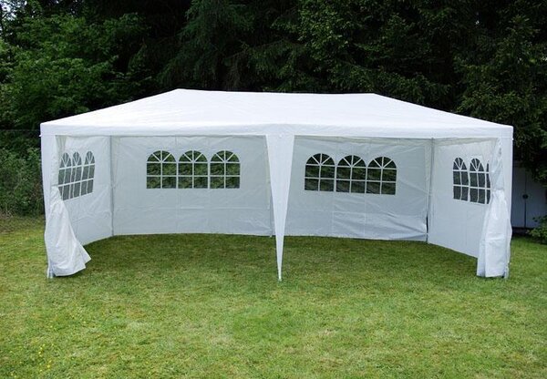Gazebo VCM | dimensioni circa 3x6 m | telone PE idrorepellente 110g / m² | tenda per feste con pannelli laterali | tenda da giardino con struttura in acciaio | tenda per festival | bianco