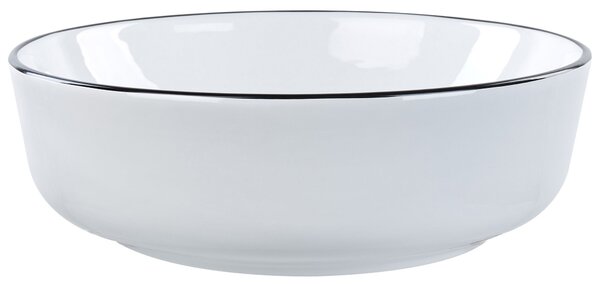 BELIANI Lavabo da appoggio in Vetroceramica bianca ⌀ 42 cm bordo nero superficie lucida forma rotonda stile moderno bagno