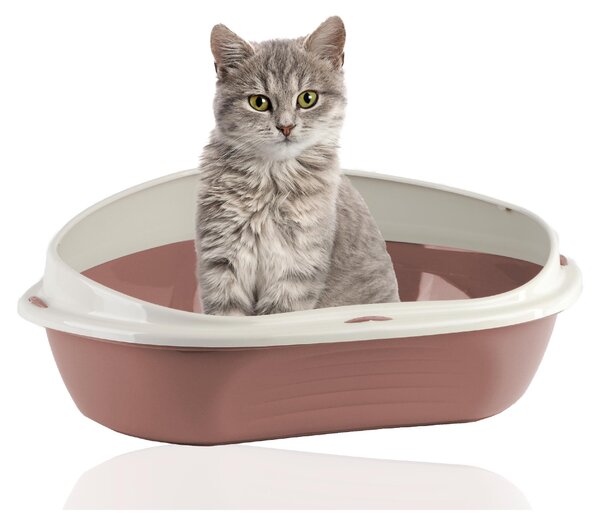 Taglia tubi - Lettaia angolare | Lettaia per gatti di taglia grande | Lettaia con bordi alti | Lettaia angolare salvaspazio | Lettaia dal design moderno | Lettaia grande, colore: rosa