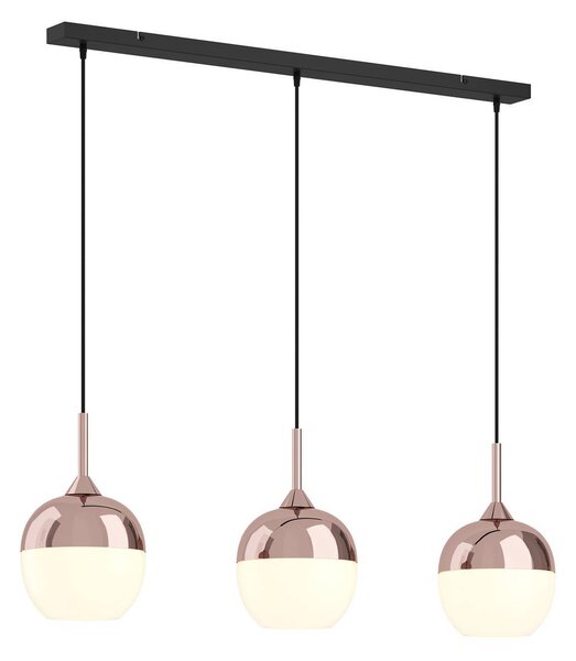 Lampada a sospensione Lindby Rangina, 100 cm, rame, 3 luci, vetro