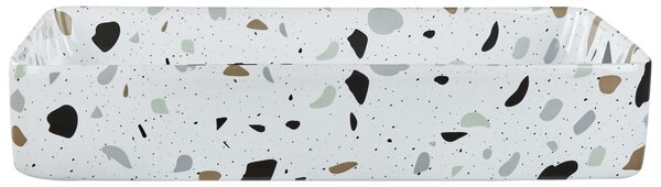 BELIANI Lavabo da appoggio in Vetroceramica bianca effetto terrazzo 61 x 35 cm cm forma rettangolare bagno stile moderno