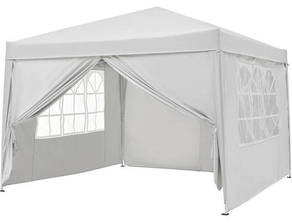 BORNEO - Gazebo da giardino pieghevole, 3x3 metri, con 4 pareti laterali, struttura in acciaio, tessuto Oxford 210D (bianco/ecru)