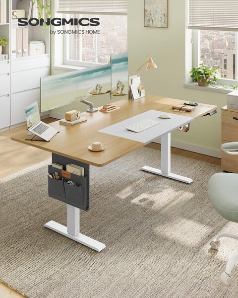 SONGMICS Scrivania regolabile in altezza con motore elettrico, porta USB-C, 180 cm, regolazione continua, funzione memoria con 4 livelli di altezza