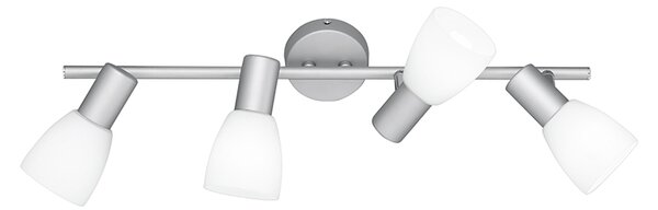 Trio Leuchten - Faretto da soffitto moderno allungato acciaio I argento I nichel opaco incl. LED - MetzI 4 fiamme I soggiorno I camera da letto - metallo allungato - LED adatto E14