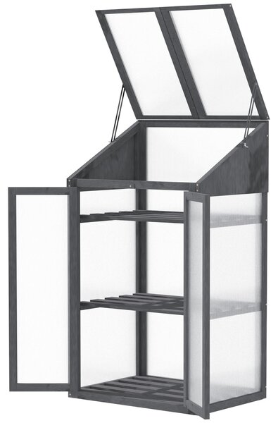 Serra da giardino in legno Outsunny, mini serra 70 x 50 x 120 cm, serra grigia