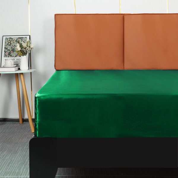 Lenzuolo sagomato in raso, con angoli profondi (verde, 140x200x36 cm)