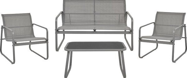 BELIANI Set di divani da giardino in acciaio grigio a 4 posti con tavolo in stile industriale giardino terrazzo balcone