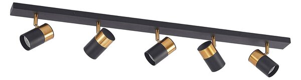 Faretto da soffitto Arco Evaro, nero/oro, 5 luci, GU10