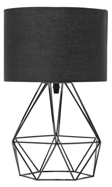BELIANI Lampada da tavolo in metallo nero 35 cm paralume in tessuto base diamante cavo con interruttore Design moderno