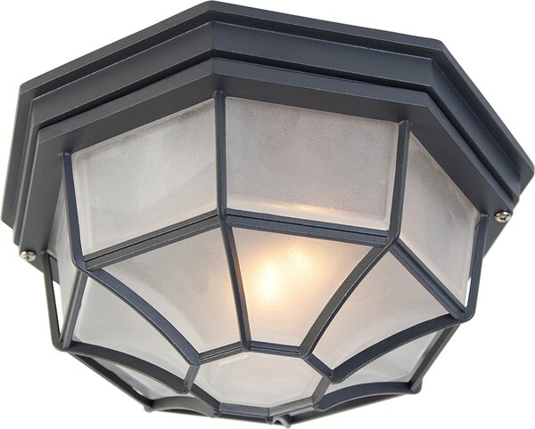 Lampada da soffitto in stile rustico, grigio scuro, IP44, Bri L