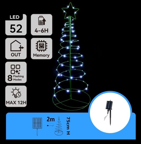 Aigostar - Decorazione natalizia solare a LED LED/0,26W/3,7V 75cm IP65 bianco freddo