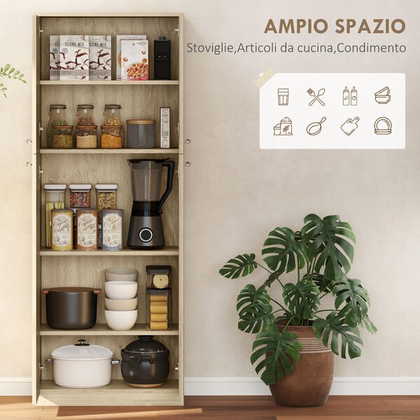 HOMCOM Mobile Contenitore Minimal con 2 Armadietti e Mensole Regolabili, in Legno color Rovere, 59x31x155 cm | Aosom Italy