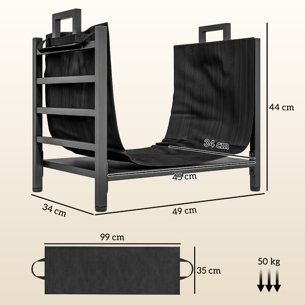 Outsunny Portalegna da Esterno e Interno in Acciaio con Borsa di Trasporto in Tessuto Oxford 600D, 49x34x44 cm, Nero | Aosom Italy
