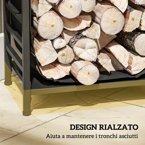 Outsunny Portalegna da Esterno e Interno in Acciaio con Borsa di Trasporto in Tessuto Oxford 600D, 49x34x44 cm, Nero | Aosom Italy