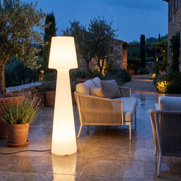 Lampada da terra per esterni 110 cm piccolo IP65 cavo spina bianco decorativo 2700 K luce bianca calda 1600 lm lampada da esterno patio giardino