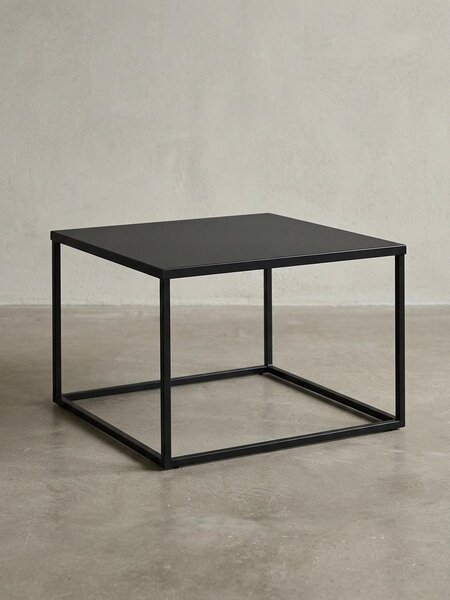 Tavolino quadrato: aspetto marmoreo, struttura in metallo, stile industriale, facile da pulire. Nero, materiale: acciaio, 60x60x45 cm | Kadima Design