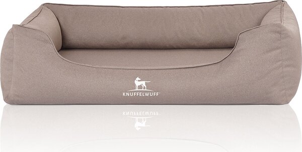 Letto ortopedico per cani Leon in velluto XXL beige grigio