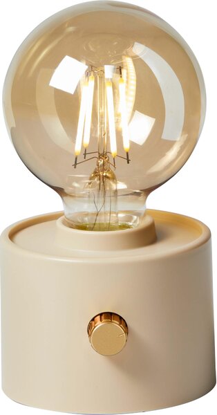 Lampada da tavolo LED vintage a forma di lampadina a incandescenza Edison con batteria ricaricabile, USB-C, dimmerabile con interruttore rotante – decorazione moderna, beige