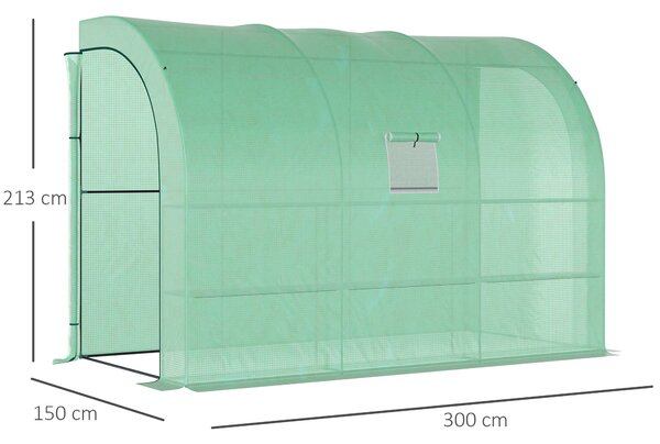 Outsunny Serra da Giardino con 3 Piani e Porte a Rullo, Copertura in Plastica per Resistente ai Raggi UV, 300L x 150P x 213A cm, Verde | Aosom Italy