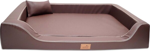 Tierlando® Lettino ortopedico LUXURY per cani MELODY LATEX in Pelle finta anti-pelo - Dimensioni: 100x75cm | Colore: 01 Brown