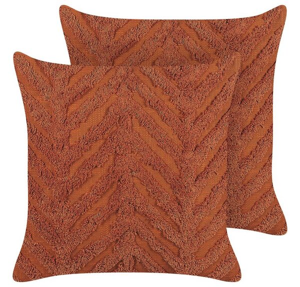 Set di 2 cuscini decorativi cotone multicolore 45 x 45 cm motivo geometrico nappe rivestimento sfoderabile con imbottitura boho Beliani