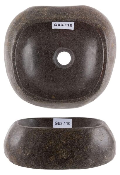 Lavabo da appoggio in pietra naturale, forma ovale, grigio, 40 cm