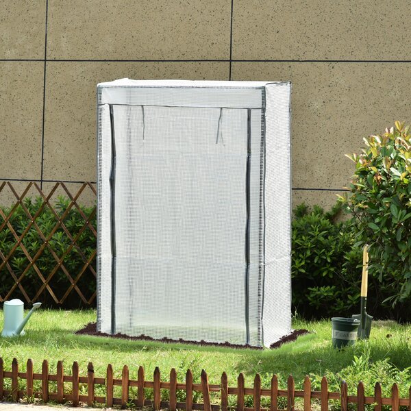 Outsunny Serra da giardino, serra da balcone, telo rinforzato in PE, telaio in acciaio, porta a scomparsa, 100 x 50 x 150 cm bianco | Aosom Italy