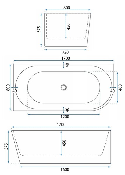 Vasca bagno WENUS SINISTRA 170cm
