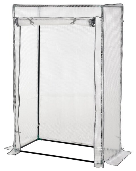 Outsunny Serra da giardino, serra da balcone, telo rinforzato in PE, telaio in acciaio, porta a scomparsa, 100 x 50 x 150 cm bianco | Aosom Italy