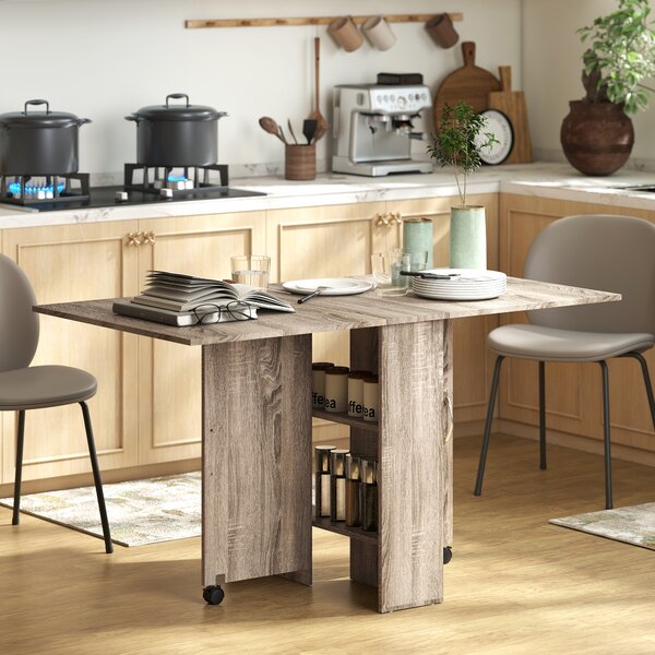 HOMCOM Tavolo a Ribalta con 2 Ripiani Inferiori per 6 Persone Max, in Legno 140x75x74 cm, Grigio | Aosom Italy