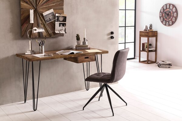Scrivania BAGLI marrone 130 x 60 x 76 cm in legno massiccio