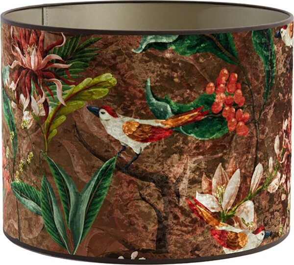 Cilindro paralume in velluto con motivi di uccelli in marrone per lampada da tavolo Lampada da tavolo 30-30-40