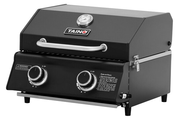 TAINO PLATINUM COMPACT DARK Barbecue a gas da tavolo a 2 fuochi BBQ compatto da campeggio