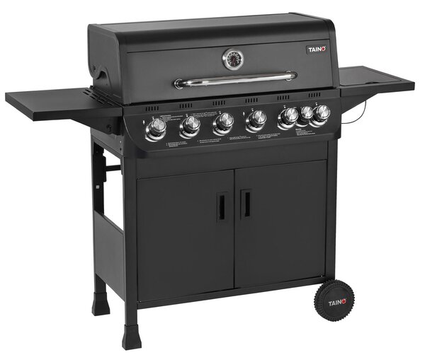 TAINO BRANDO 6+1 Barbecue a gas 6 bruciatori Fornello laterale Carrello barbecue Barbecue a gas