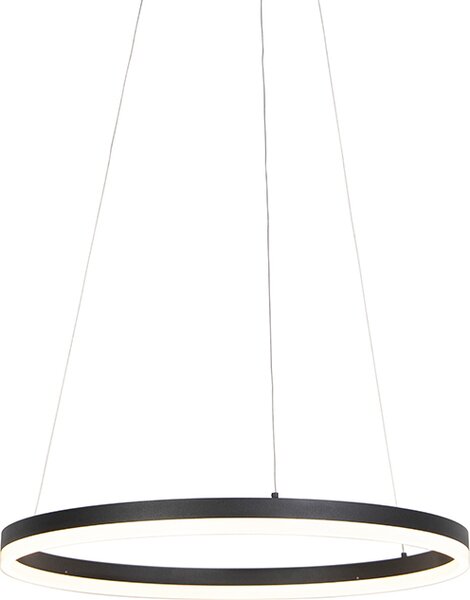 Lampada a sospensione di design nera 60 cm con LED e dimmer a 3 livelli - Anello