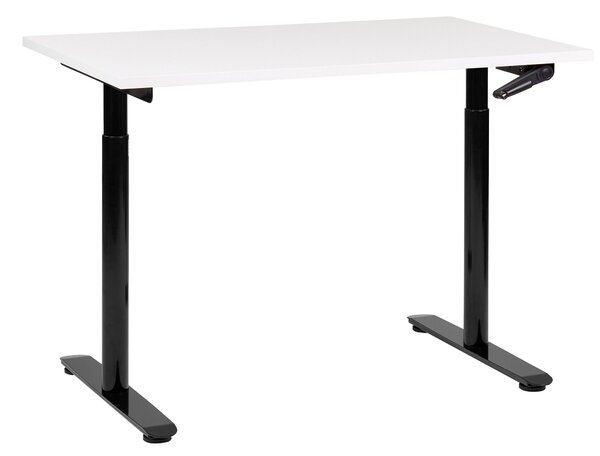 BELIANI Scrivania regolabile in altezza piano bianco struttura in acciaio nero 120 x 72 cm regolazione manuale in altezza ufficio moderno