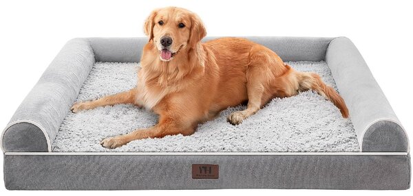 Letto ortopedico grande per cani, con bordo a forma di U e coperta rimovibile