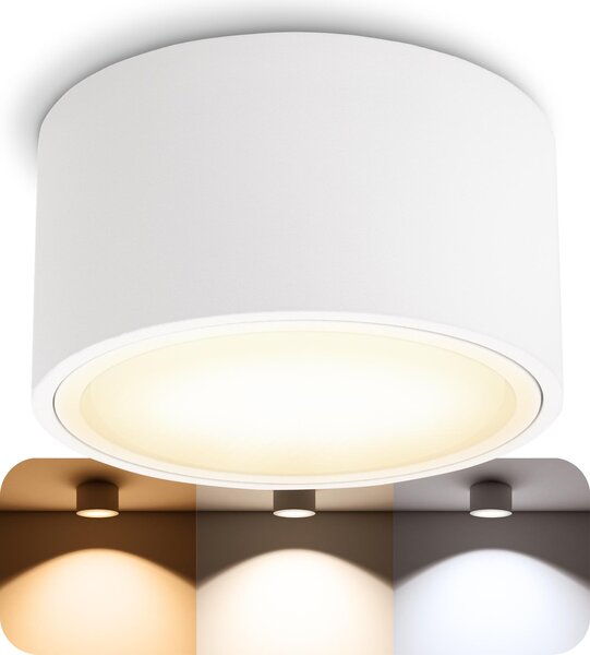 SSC-LUXon CELI-X LED faretto da superficie piatto rotondo bianco - con lampada LED GX53 LumiFLEX dimmerabile - faretto da superficie a soffitto colore della luce caldo/neutro/freddo