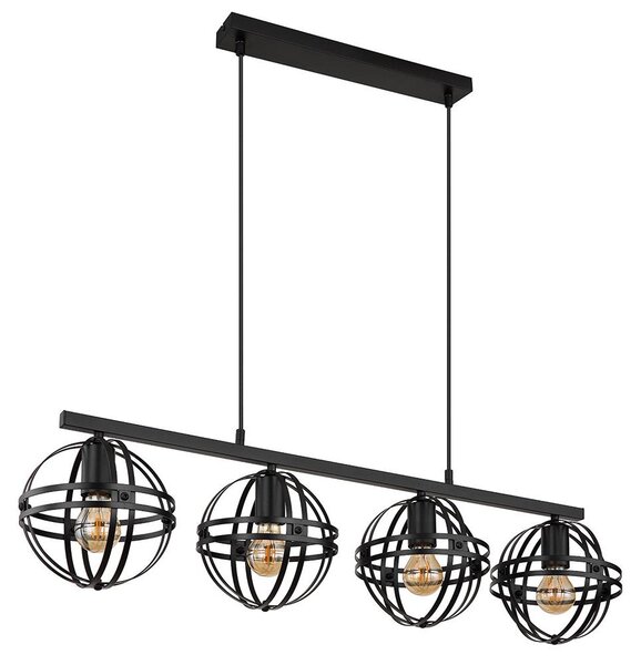 Lampada a sospensione, metallo, 4 luci, design a griglia, altezza 120 cm
